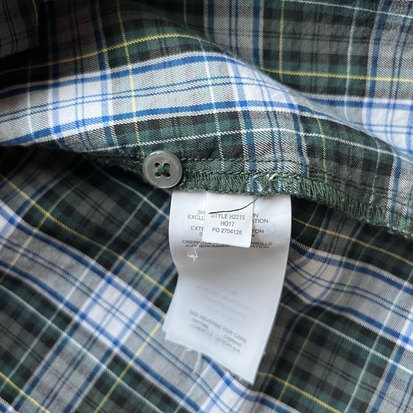 J.Crew Blue Green Tartan Plaid Button Down Top Size Large Ruffled Beaded Blouse - Picture 13 of 14